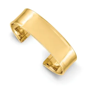 14k Yellow Gold 19 MM Wide Polished Cuff Bangle