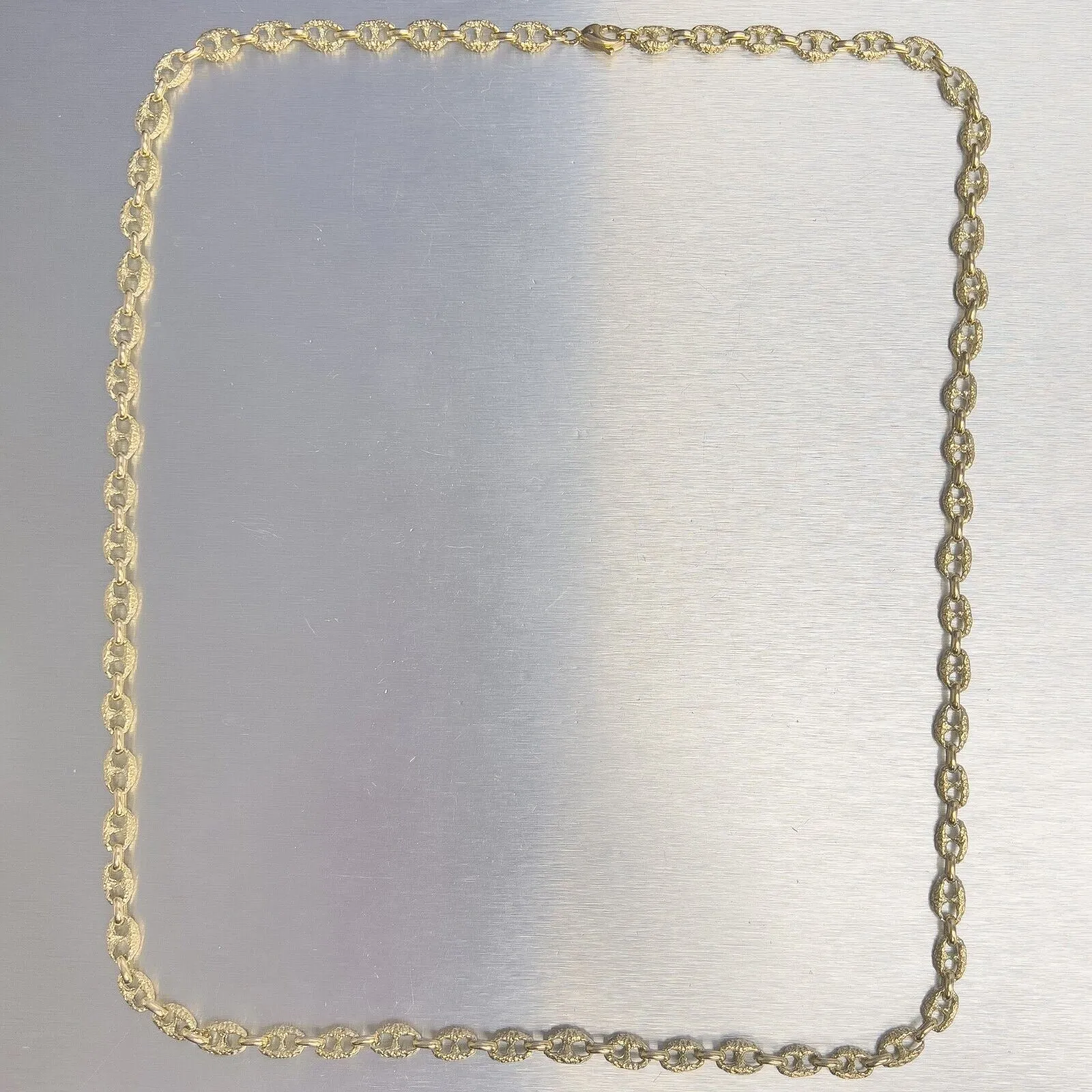 14k Yellow Gold Fancy Mariner Nugget Texture Link 7mm Chain Necklace 32.5" 77.9g