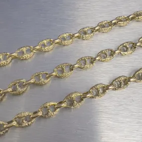 14k Yellow Gold Fancy Mariner Nugget Texture Link 7mm Chain Necklace 32.5" 77.9g