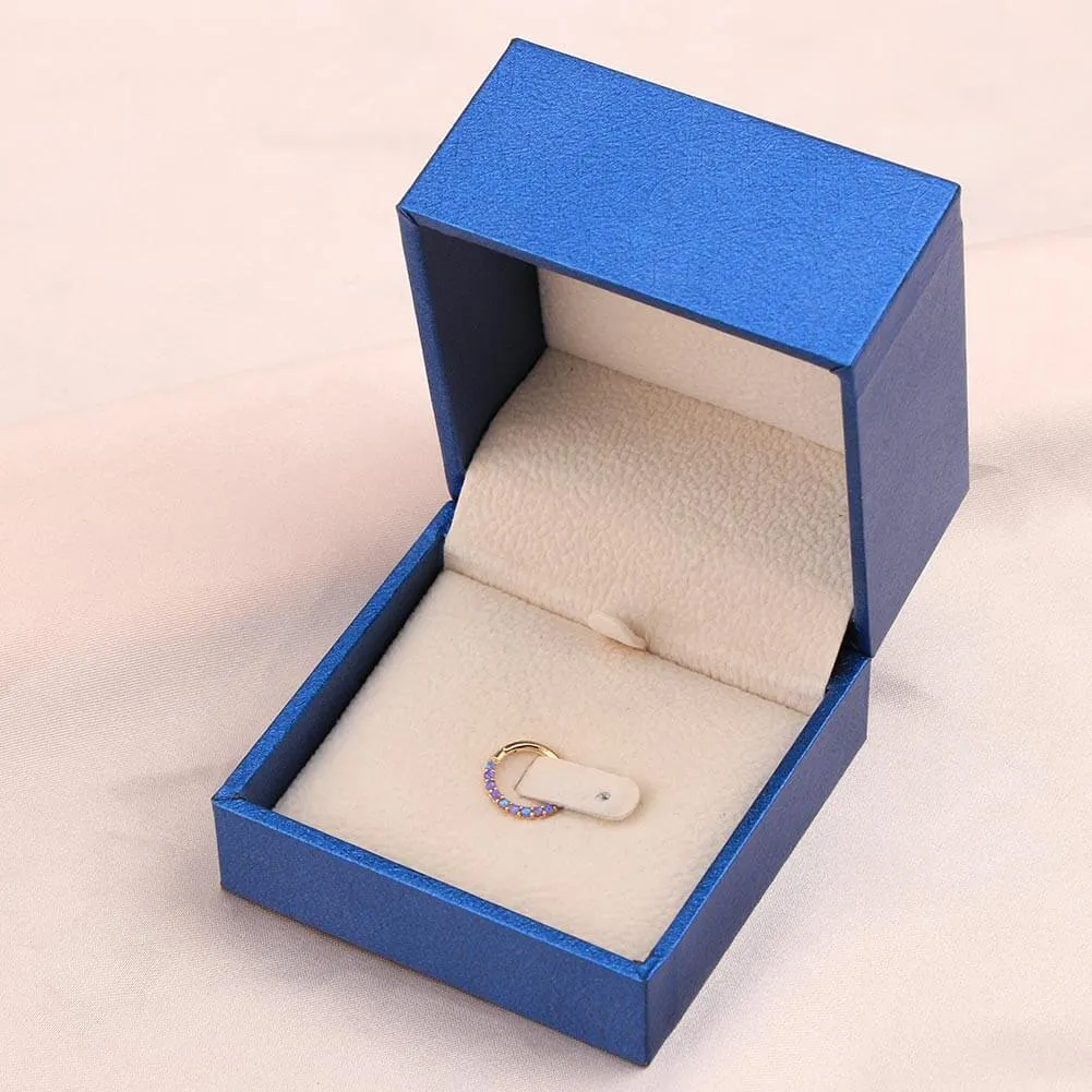 14KT Gold Purple Opal Septum Ring 16G Segment Daith Hoop