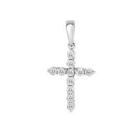 14KW 11RD0.15CT CROSS PENDANT (118P116845W14-CR)