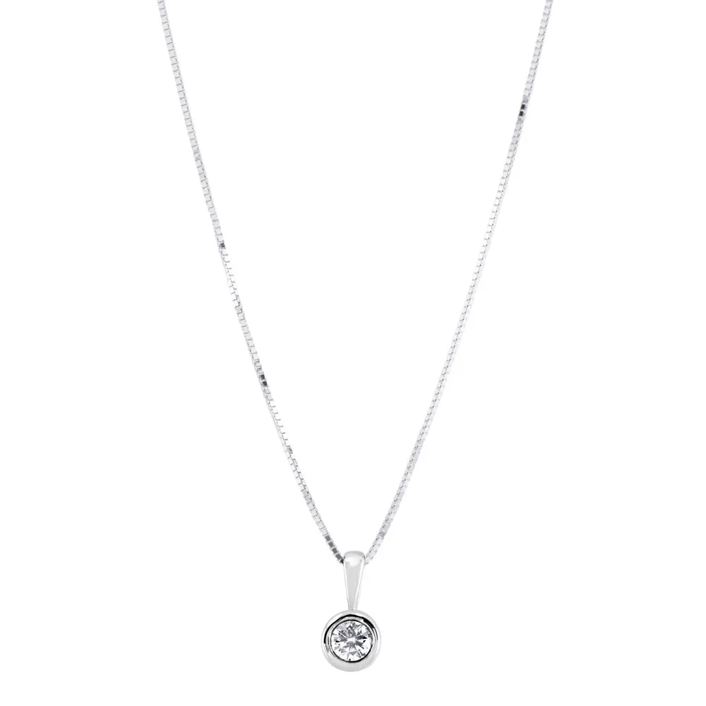18ct White Gold 0.08ct Bezel Set Diamond Necklace KSI3074WR5J