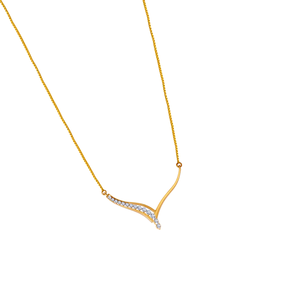 18k Delicate Diamond And Gold Necklace