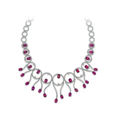 18K Diamond And Tourmaline Necklace