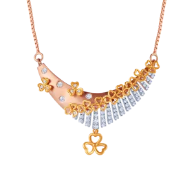 18k Diamond Necklace With Multiple Flower Shape Details