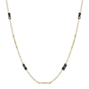 18K Gold Lure Necklace with Black Diamonds