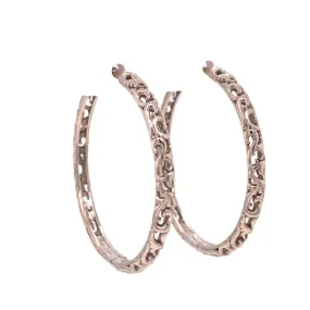 18K White Gold Scroll Hoops