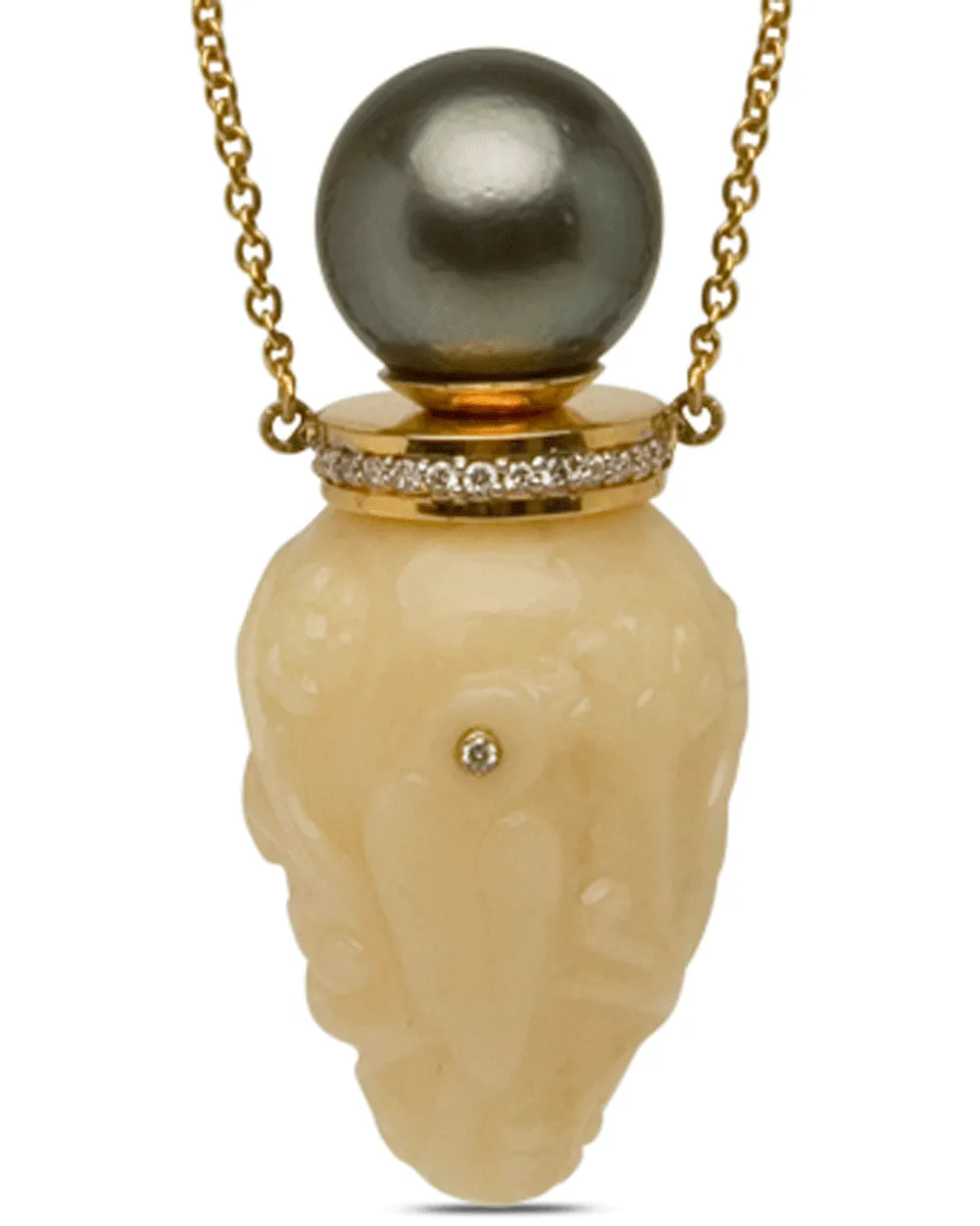 18k Yellow Gold Diamond White Bottle Necklace