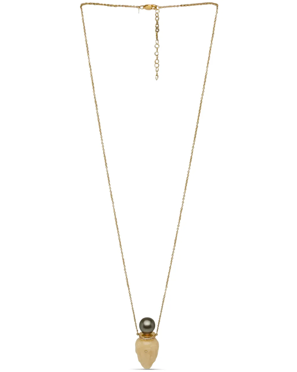 18k Yellow Gold Diamond White Bottle Necklace