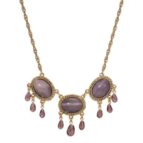 1928 Jewelry Purple Amethyst Moonstone Crystal Drop Necklace 16"   3" Extender