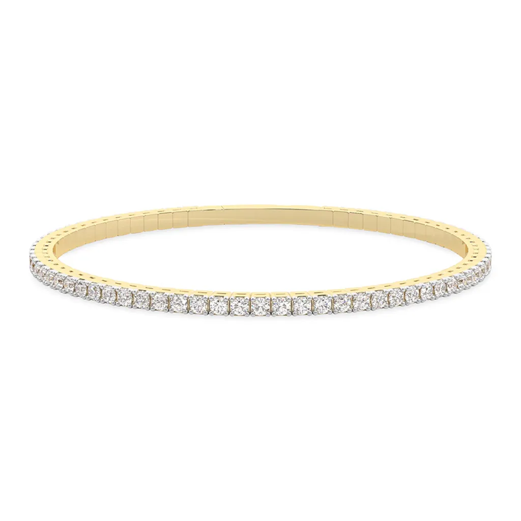 2 Carat Tennis Bangle Flexi 14K Yellow Gold | E-F VS Round Lab-Grown Diamonds
