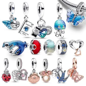 2023 New Summer 925 Sterling Silver Crab Jellyfish Charms