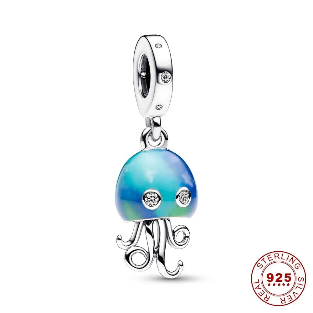 2023 New Summer 925 Sterling Silver Crab Jellyfish Charms