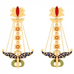 22k Gold Earrings With Gorgeous Hanging Butterfly Design From Mugdhaa Collection