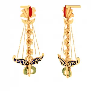 22k Gold Earrings With Gorgeous Hanging Butterfly Design From Mugdhaa Collection