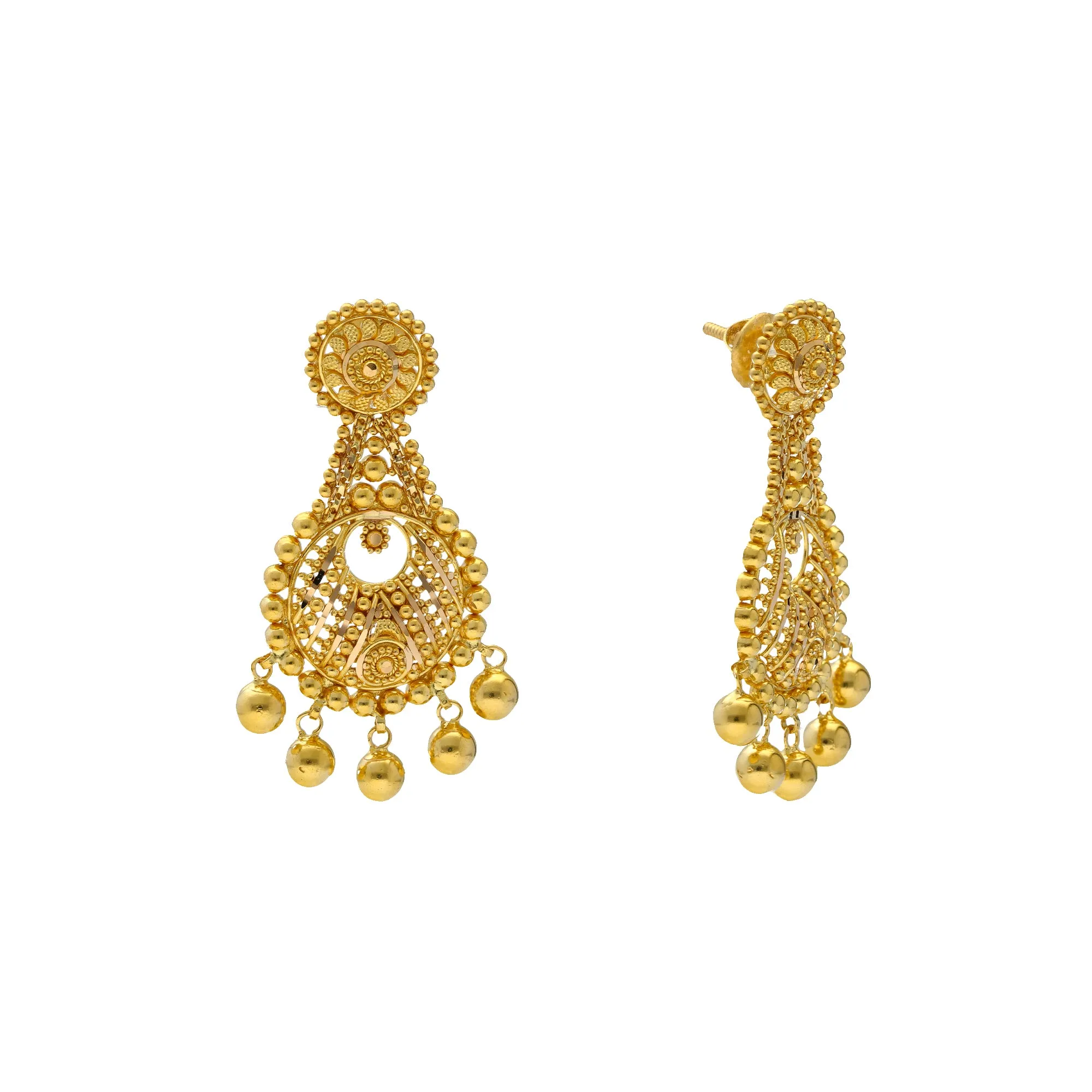 22K Yellow Gold Beaded Filigree Necklace Set (63.2gm)