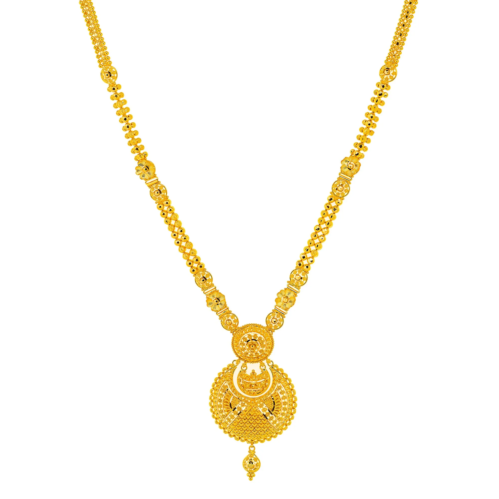 22K Yellow Gold Bridal Necklace & Jhumki Earring Set (44.3 grams)
