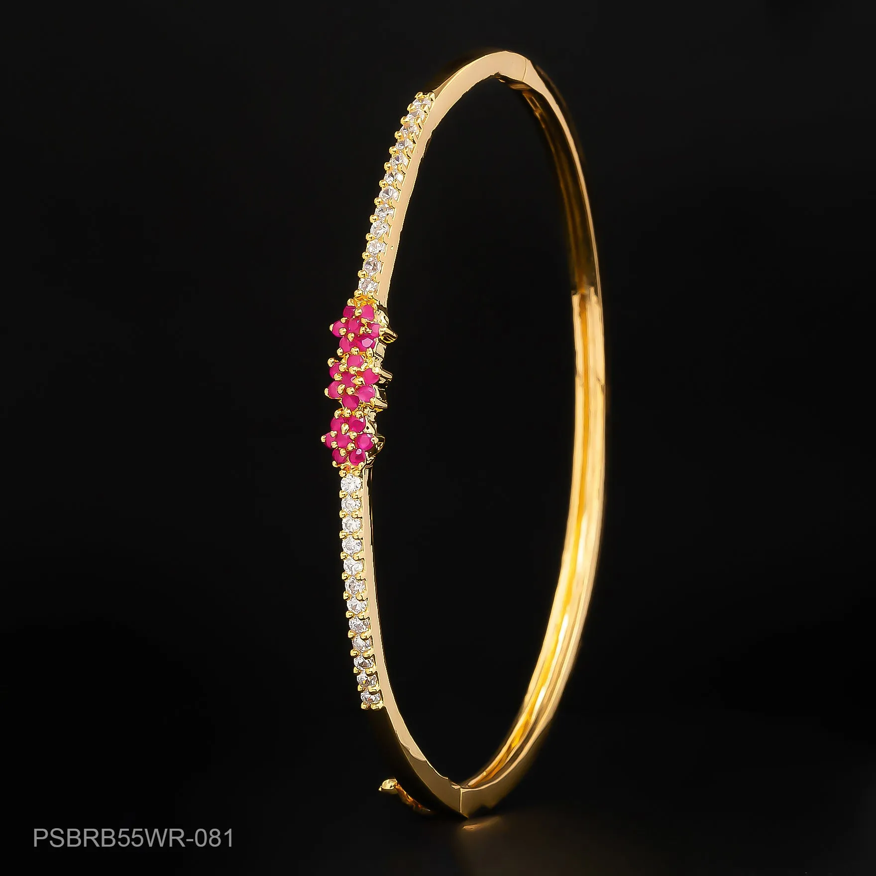 24ct Heavy Gold Plated Stone Bangle PSBRB55WR-081