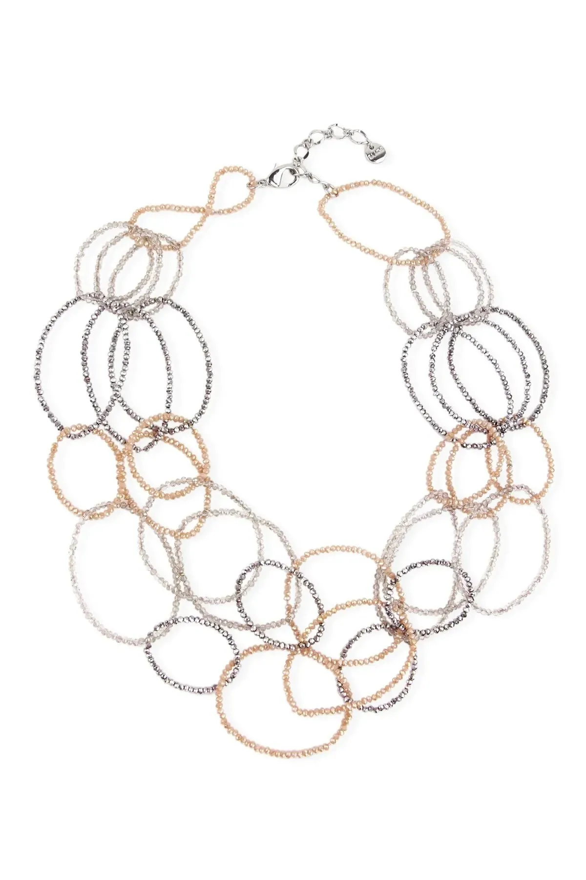3-Multi Layer Oval Crystal Beaded Necklace