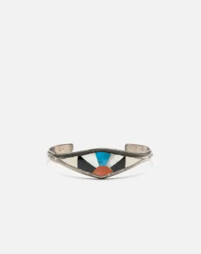 60s Zuni Inlaid Sunshine Sterling Silver Bracelet