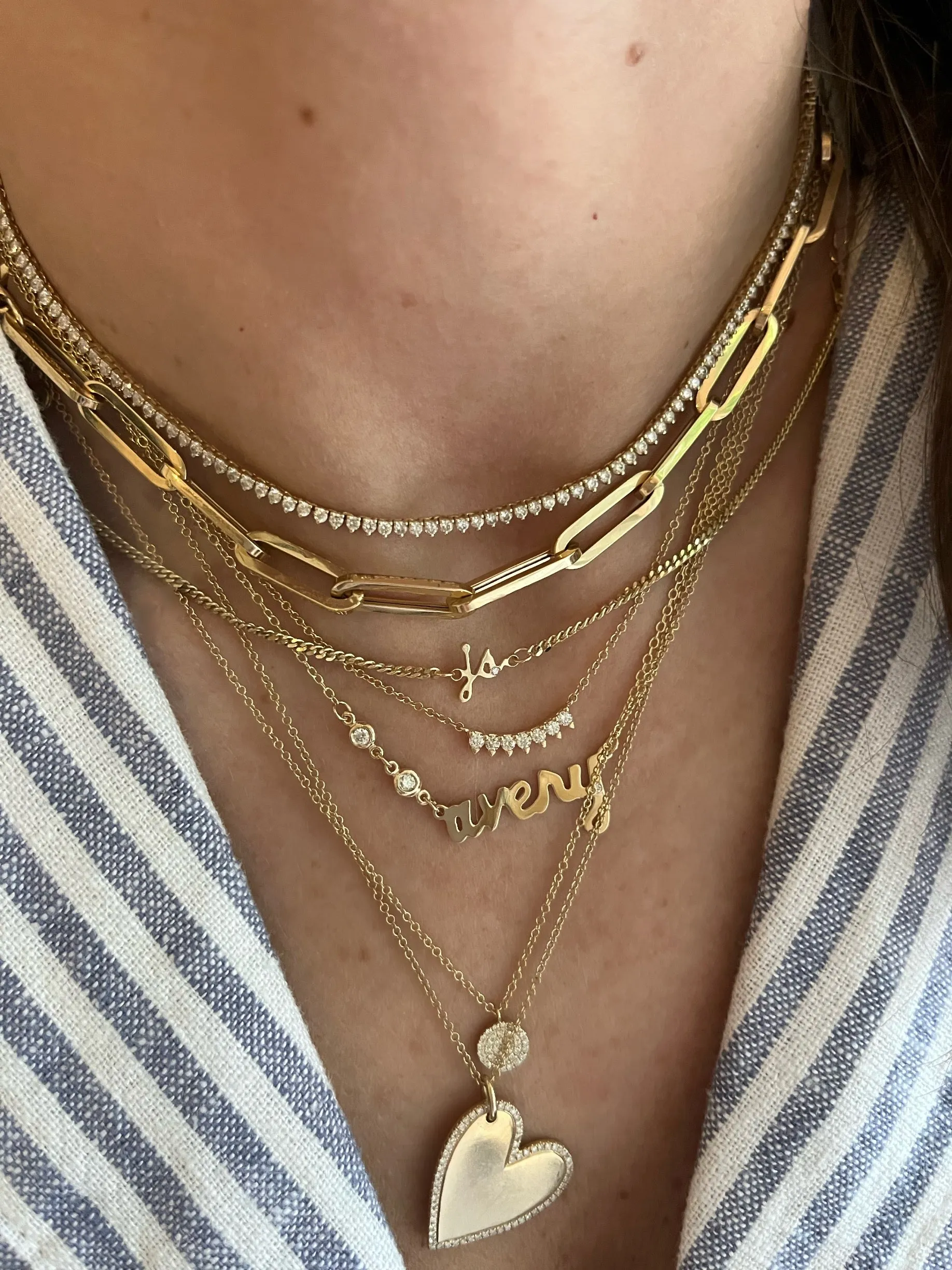 7 Stone Diamond Bar Necklace