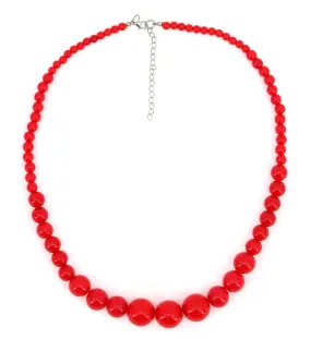 70's Beaded Necklace Red