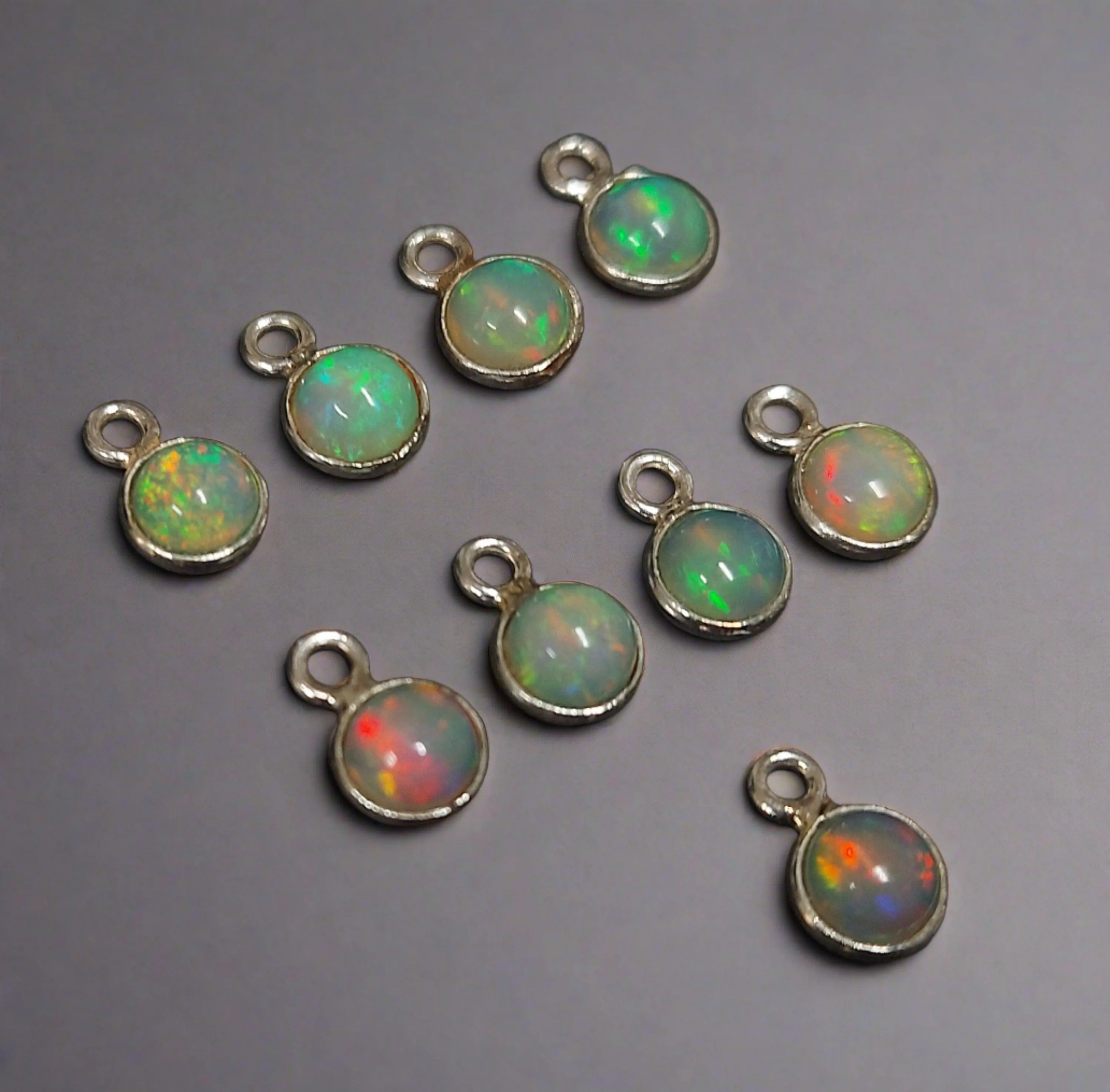 925 Sterling Silver Opal Charm
