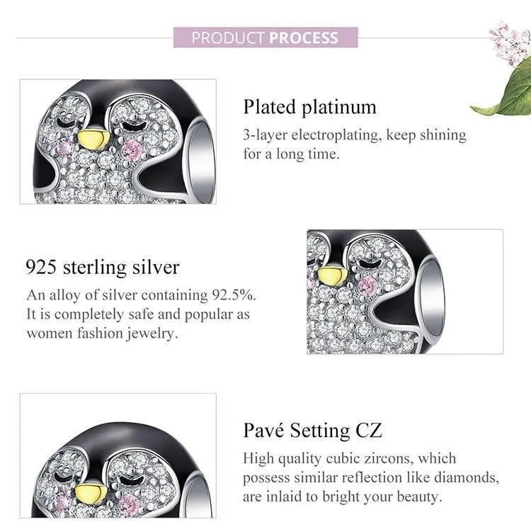 925 Sterling Silver Pendent Charm Jewelry Penguin Baby BSC126