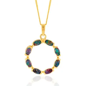 9ct Yellow Gold 5x3mm Triplet Opal Circle of Life Pendant