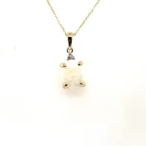9ct Yellow Gold Earth Grown Opal & Diamond Pendant Necklace