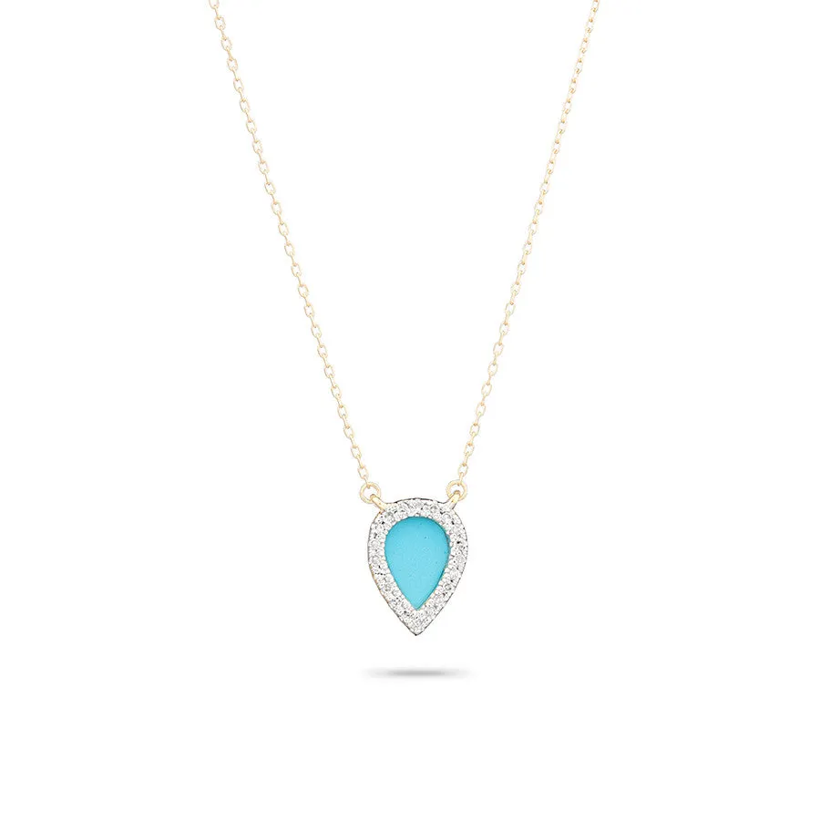 Adina - Small Opal Diamond Teardrop Pendant Yellow 14K