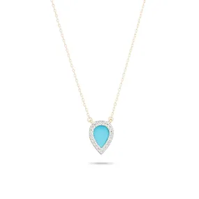 Adina - Small Opal Diamond Teardrop Pendant Yellow 14K
