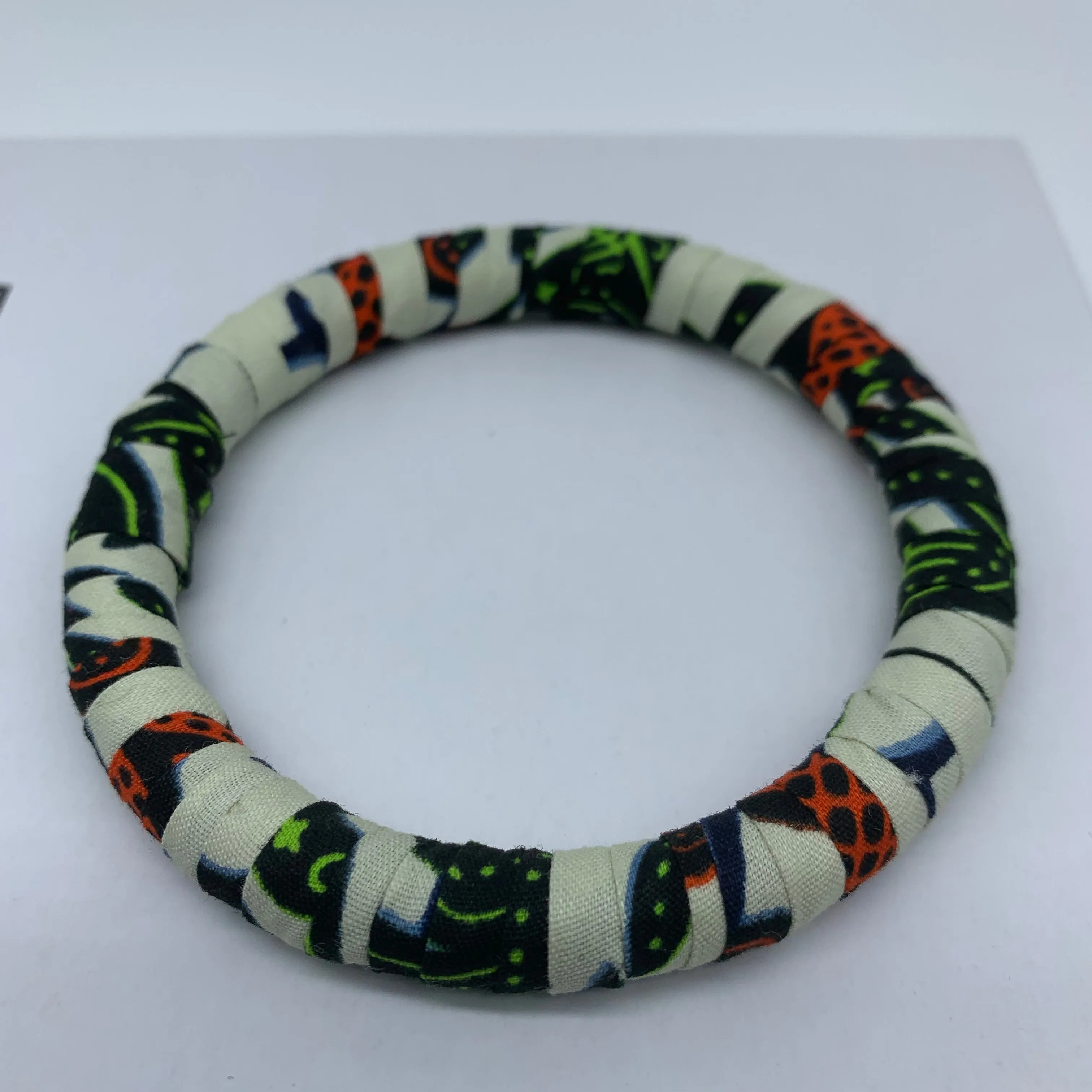 African Print Bangle-Green Variation 3