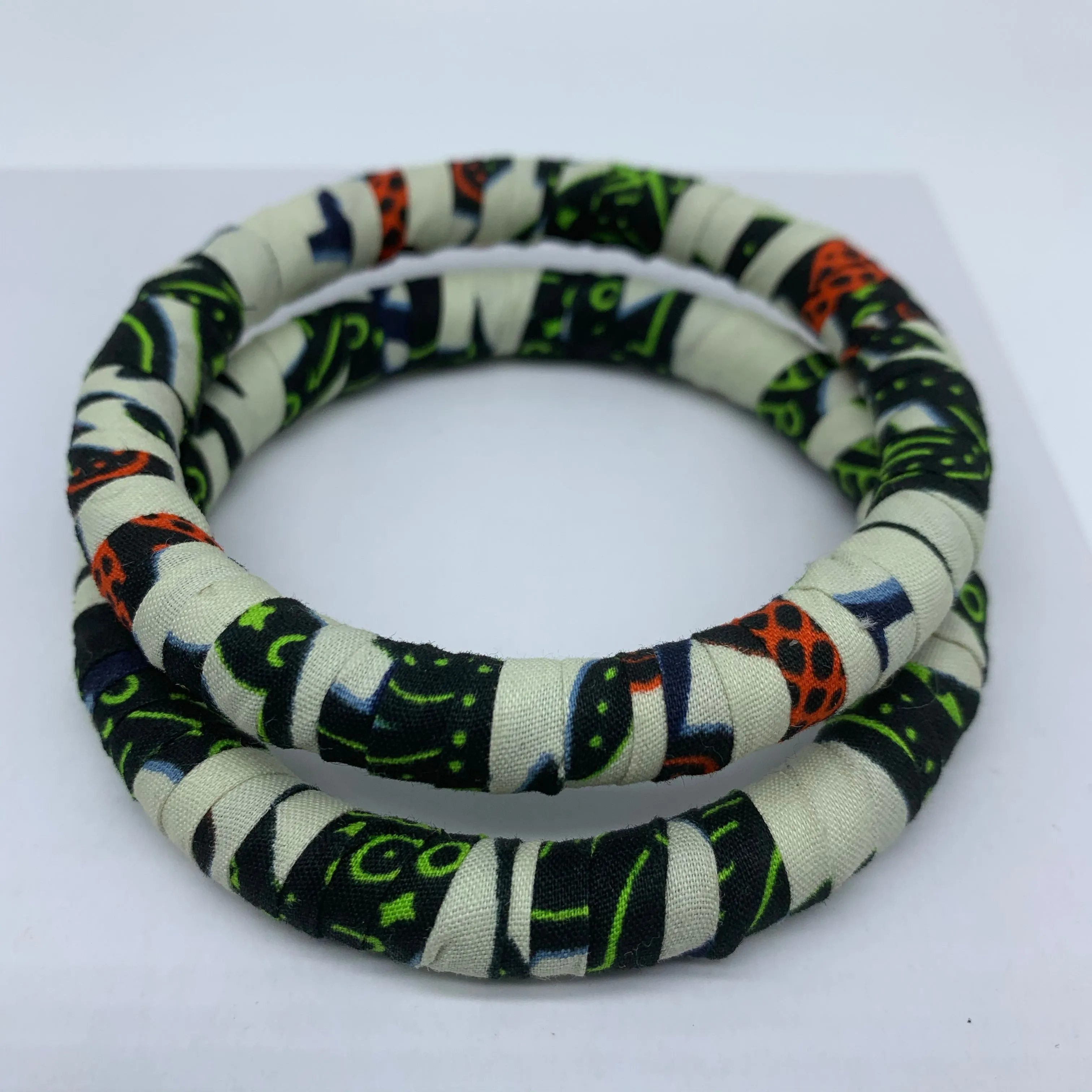 African Print Bangle-Green Variation 3