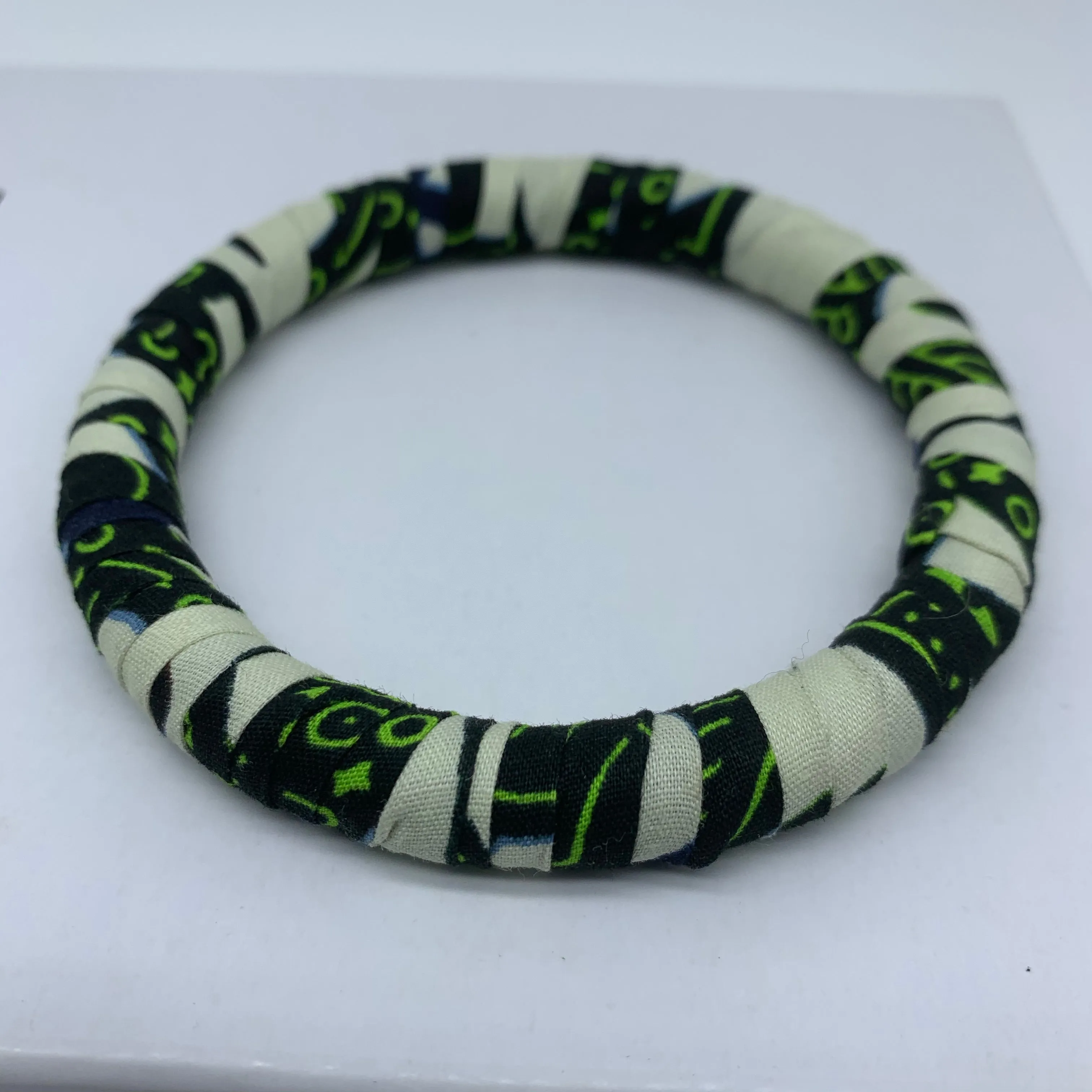 African Print Bangle-Green Variation 3