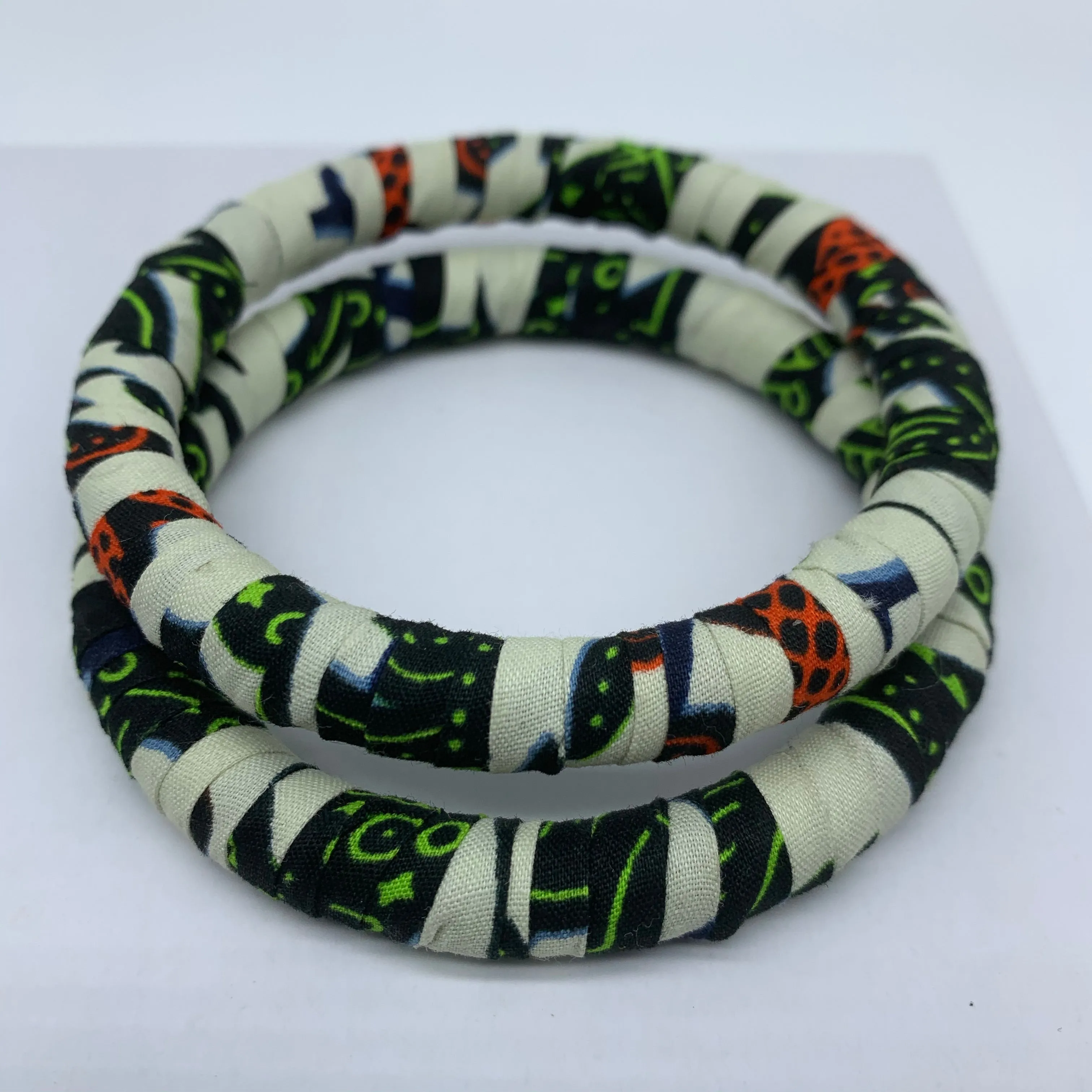 African Print Bangle-Green Variation 3