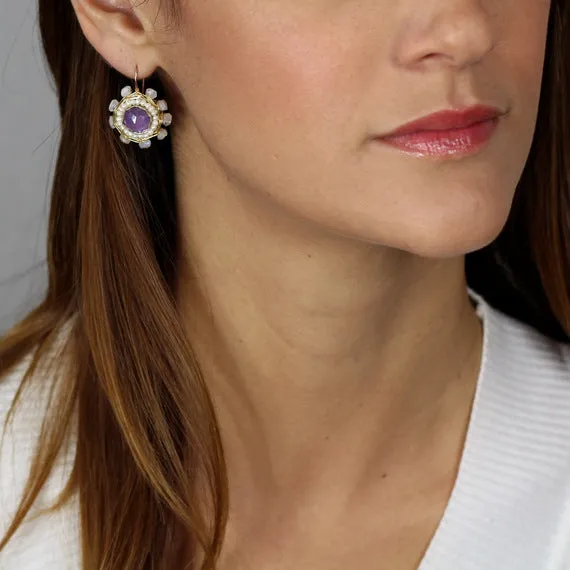 Amethyst Mandala earrings in Gold filled