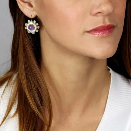 Amethyst Mandala earrings in Gold filled