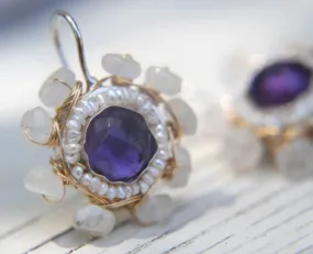 Amethyst Mandala earrings in Gold filled