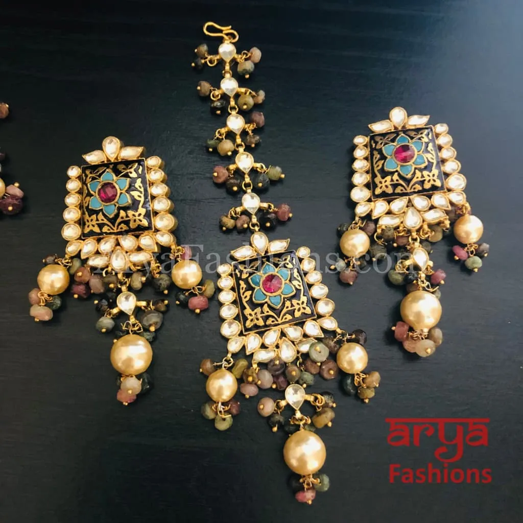 Anarkali Black Meenakari Kundan Necklace set/ Sabyasachi Bridal Necklace