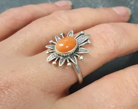 Angel Coral Ring - Pink Flower Ring - Vintage Statement Ring