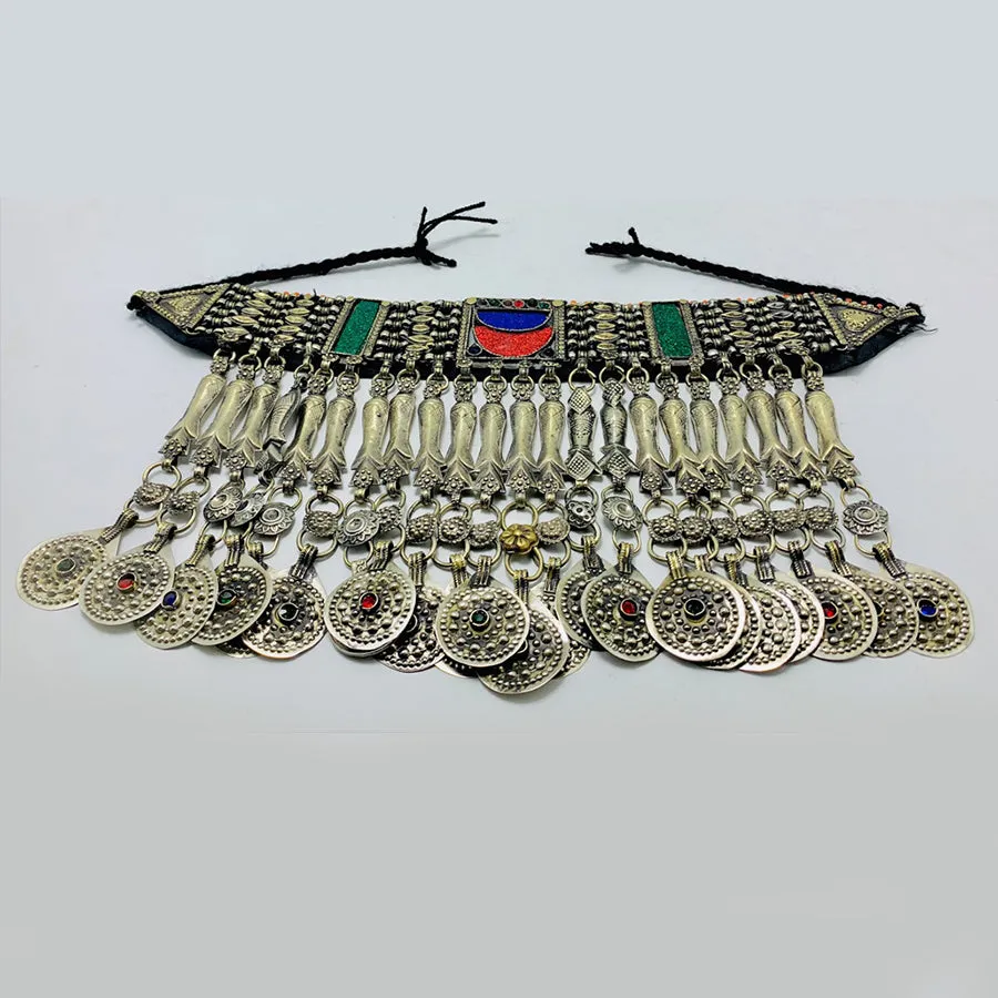 Antique Choker Necklace With Fish Motifs and Coins
