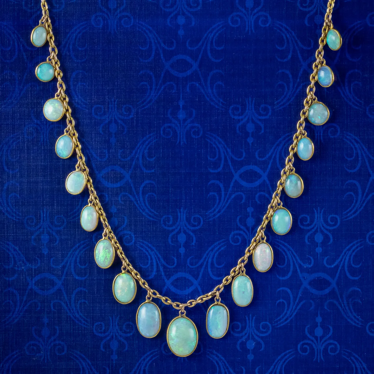 Antique Victorian Opal Necklace 9ct Gold With Box