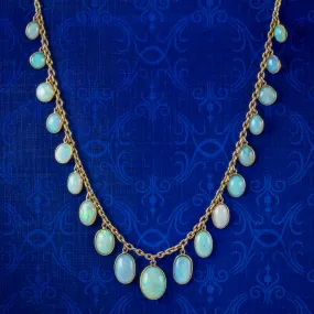 Antique Victorian Opal Necklace 9ct Gold With Box