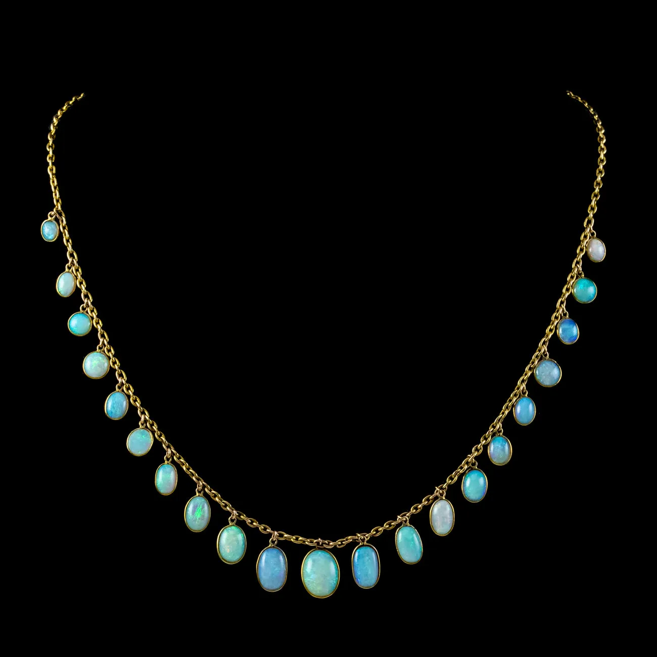 Antique Victorian Opal Necklace 9ct Gold With Box