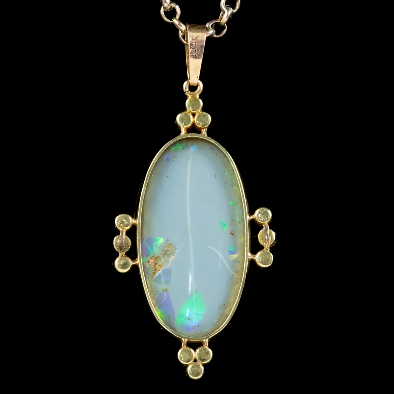 Antique Victorian Opal Pearl Pendant Necklace 15ct Gold 25ct Opal