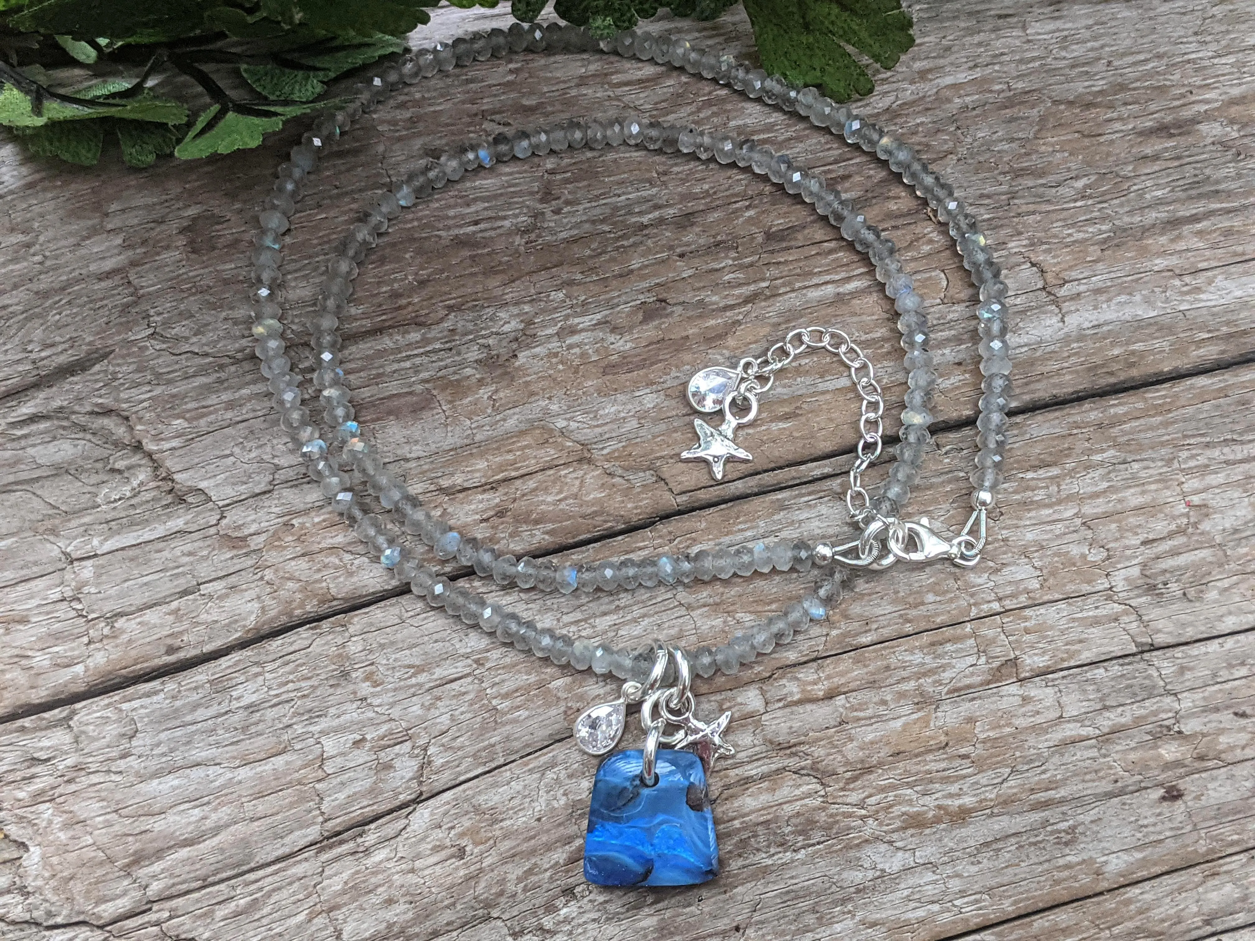 Australian Koroit Opal & Silver Labradorite  Necklace