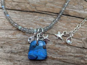 Australian Koroit Opal & Silver Labradorite  Necklace