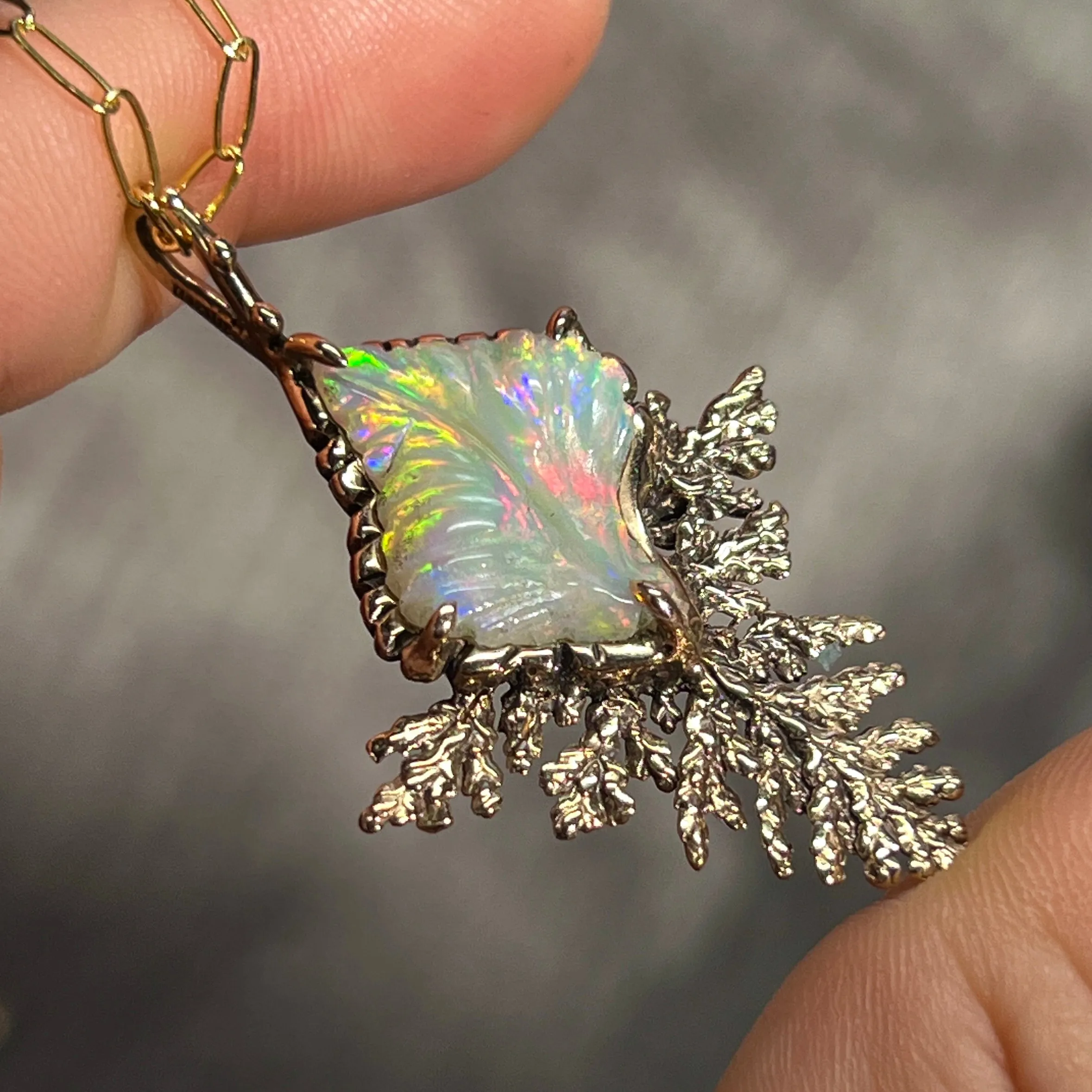 AVAILABLE PRE-ORDER- Carved Opal Bronze Pendant