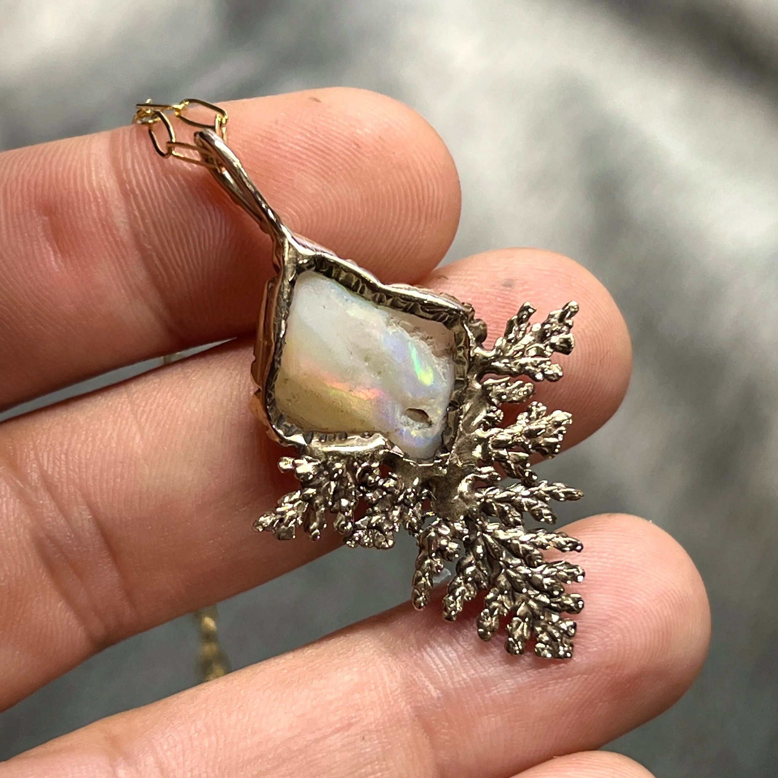 AVAILABLE PRE-ORDER- Carved Opal Bronze Pendant